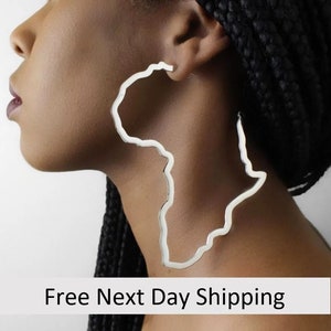 Pendientes de aro africanos, pendientes de aro africanos, pendientes de plata africanos, pendientes africanos, pendientes con mapa de África, aros con mapa de África, joyas de África
