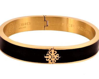 African bracelet, Adinkra Symbol Cuff Bracelet, 14k Gold Plated Stainless Steel, Adinkra bracelet, Africa symbol bracelet