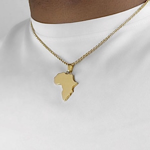 Collar de África al por mayor, collar africano de oro, collar de África de oro, collar con mapa de África, colgante de África, joyería africana, 10 piezas