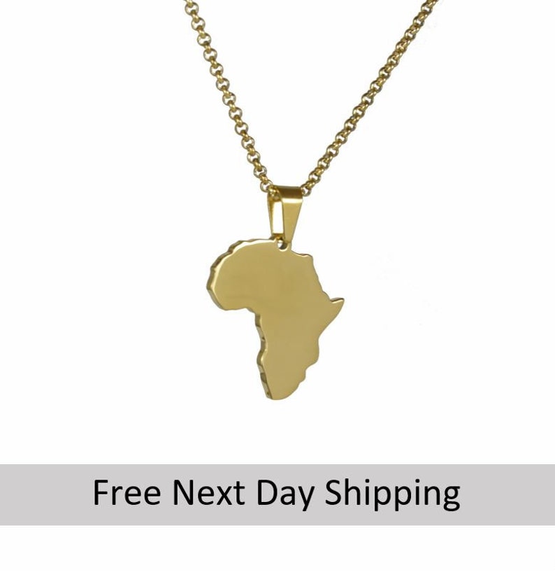 Wholesale Africa necklace, African necklace gold, Gold Africa necklace, Africa map necklace, Africa pendant, African jewelry, 10 pieces image 1