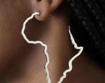 Africa Map Hoop Earrings, Hypoallergenic Jewelry, African hoop earrings, Africa earring hoops, African earrings, Africa map earrings
