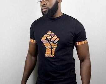 Black Power Fist T-Shirt - African Print - Black History Month Shirt, Power fist tshirt, fist t shirt, African t shirt, black t-shirt