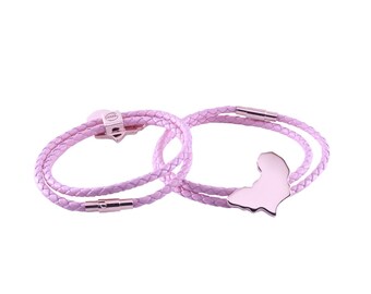 Rose Gold Africa Map Bracelet, Pink Braided Leather, Africa bracelet, African bracelet, Africa map bracelet, Africa charm bracelet