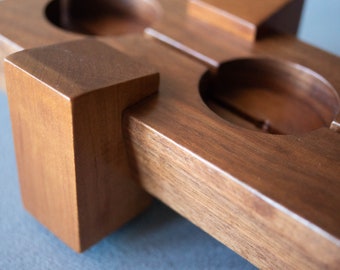 Handcrafted Solid Walnut and Dark Cherry Wood Candle Holder (Centerpiece, Mantle Display)