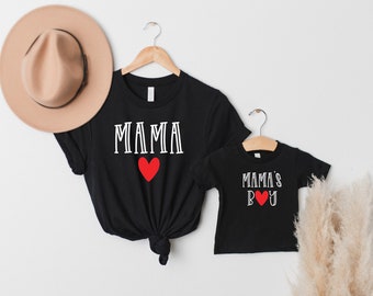Mama Mama's Boy Matching Valentine's Day Shirts, Matching Mom & Son Shirts, Mothers Day Gift, Toddler Tee, Baby Bodysuit, Momma, Boy Mom