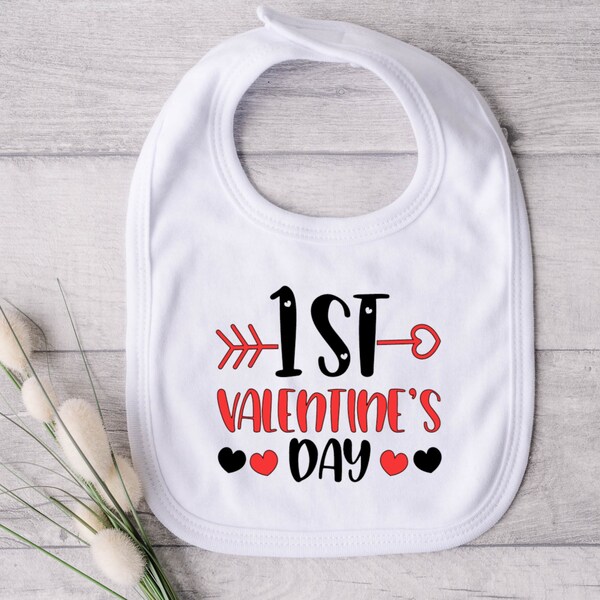 My 1st Valentines Day Baby Bib, Custom Baby Gift, Baby's First Valentine's Day, Personalized Bib, Cotton Baby Bib, Baby Shower Gift, Vday