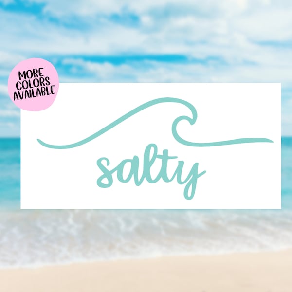 Salty Wave Vinyl Decal, Beach Decals for Cups, Ocean Wave, Salt Beach Life, Summer Vacation, Tumbler Decal, Bumper Sticker, Holographic