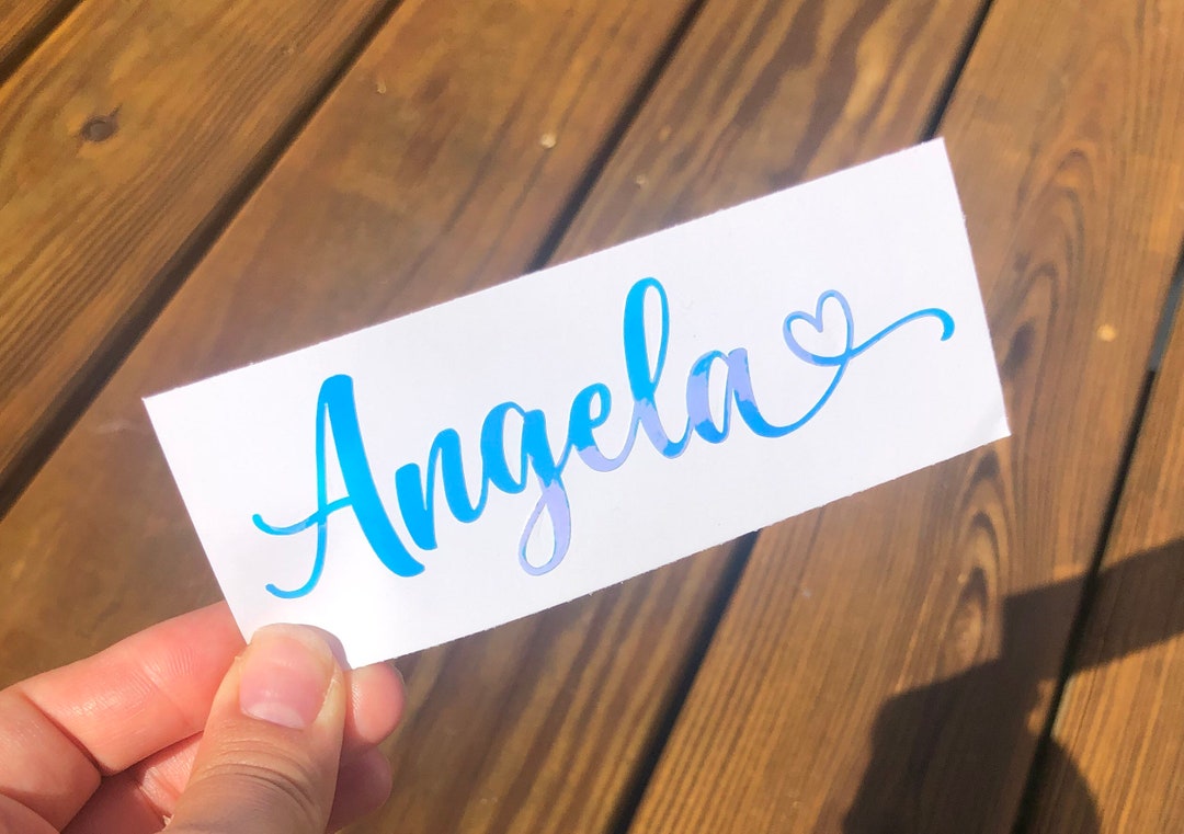 Sticker Cursive Name Custom Cursive Name W/ Heart Vinyl Decal, Personalized Sticker, Custom ...