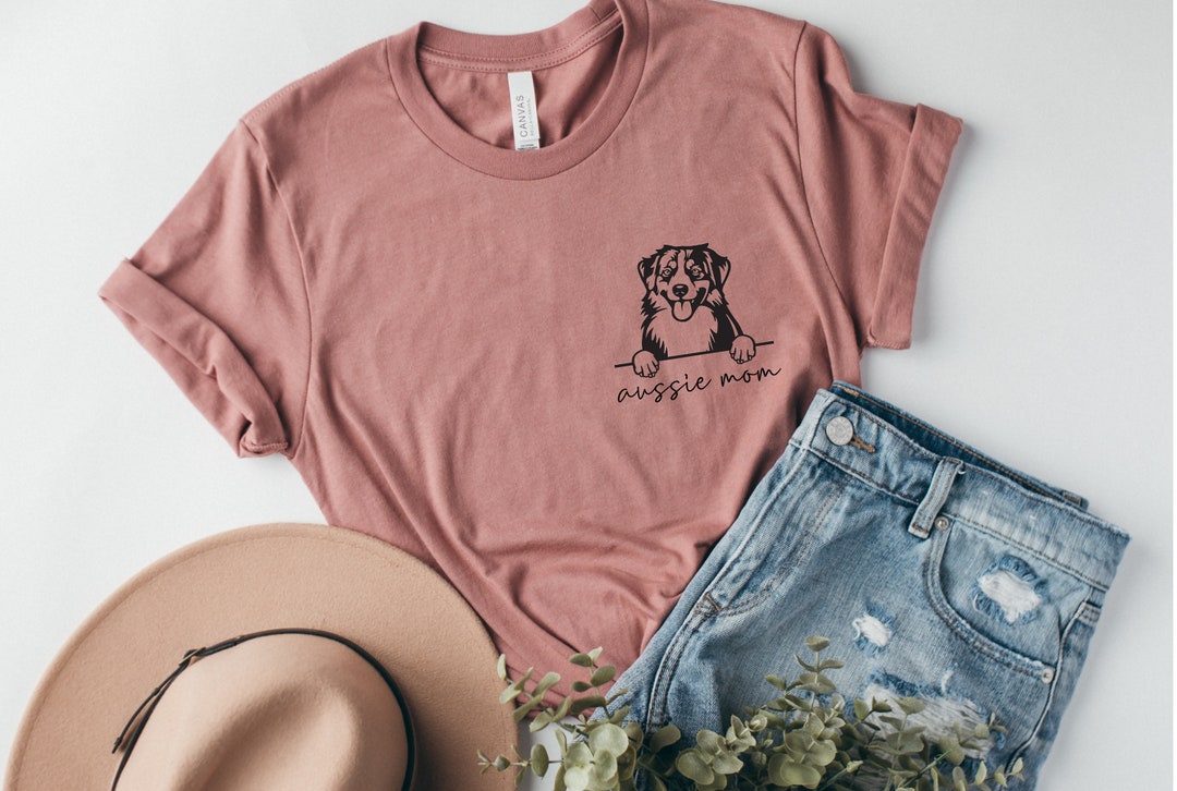 Aussie Mom Australian Shepherd Dog Mom Tshirt, Dog Lover Gift, Fur Mama, Ausshole, Custom Dog