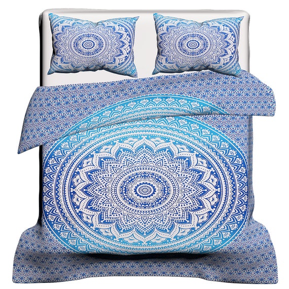 Ethnic Blue Ombre Mandala Duvet Doona Quilts Cover Bohemian Etsy