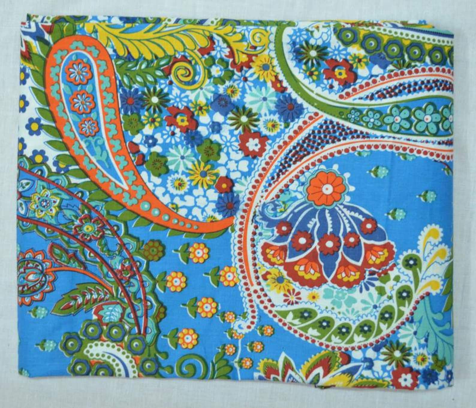 Hippie Turquoise Paisley Print Indian Cotton Fabric by Yard Etsy