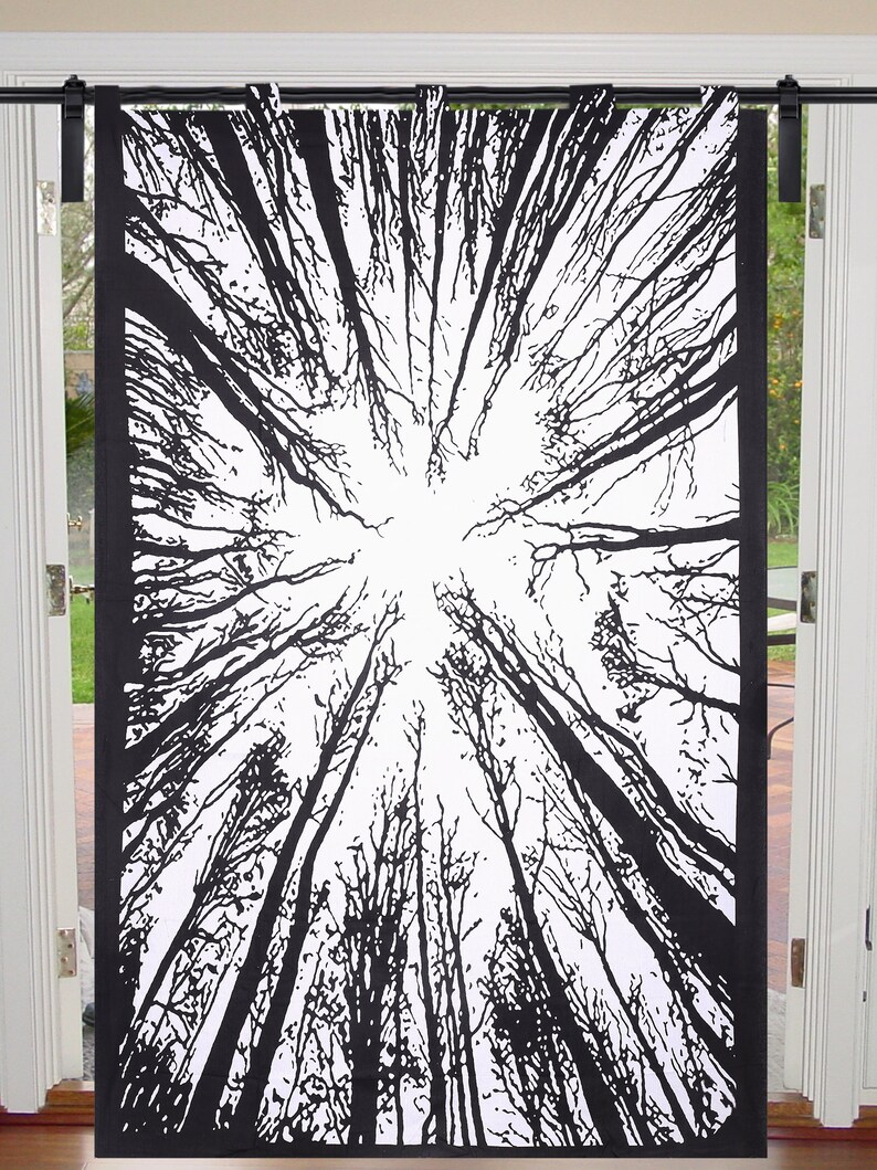 Black /& White Indian Locust Tree Wall Hangings Mandala Curtains Hippie Twin Single Wall Decor Bedspread Handmade Reversible Valances