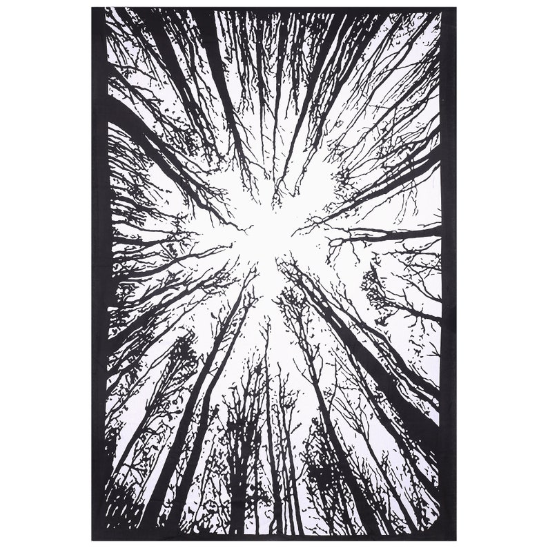Black /& White Indian Locust Tree Wall Hangings Mandala Curtains Hippie Twin Single Wall Decor Bedspread Handmade Reversible Valances