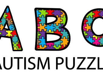 Digital File 26 A-Z Autism Puzzle font all Seperate files