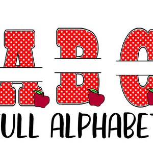Digital File  26 A-Z Split Monograms-School Theme