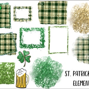 Digital File Set  of Backgrounds -and Images   St Patricks Day Design Kit