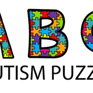 Digital File  26 A-Z  Autism Puzzle  font all Seperate files