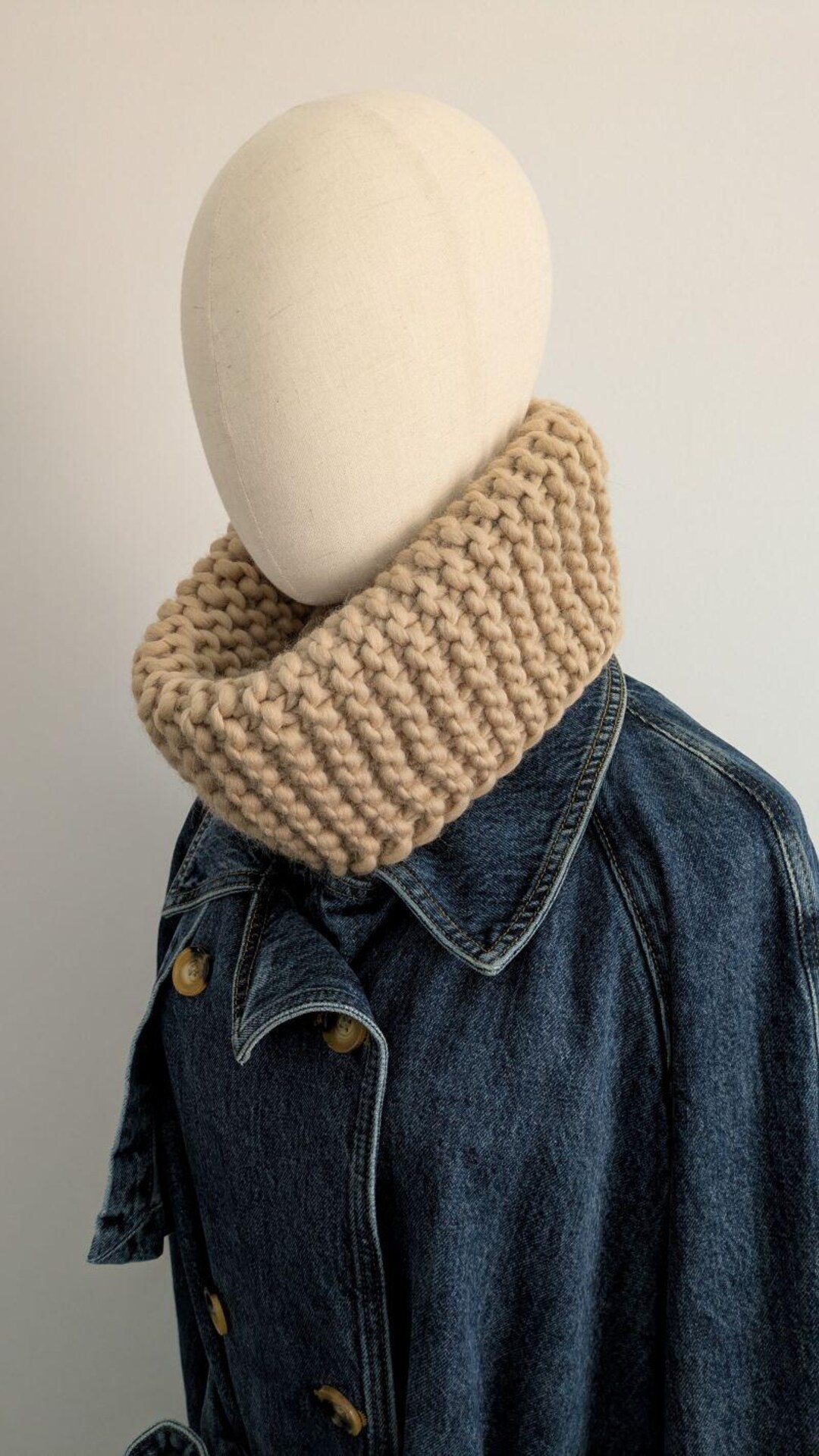 Beige Chunky 100% Merino Wool Snood, Neck Warmer, Hand Knit Cowl - Etsy ...