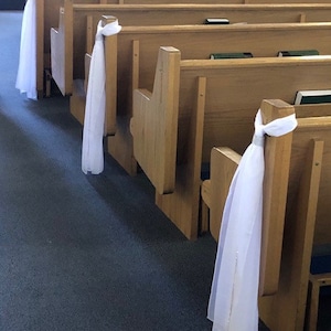 Wedding Aisle Pew Veil, Pew Drape, Pew Wrap, Pew Decoration, Chair Scarf, Church Aisle Decor, Wedding Decor,