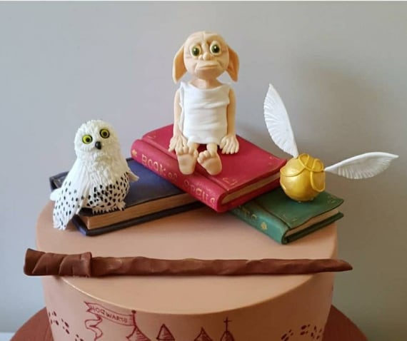 Harry Potter Cake Topper Set Edible 3d Dobby Hedwig Livres Etsy