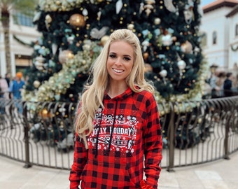 Jolly Holiday Disney Christmas Buffalo Plaid Hoodie / Mary Poppins Christmas