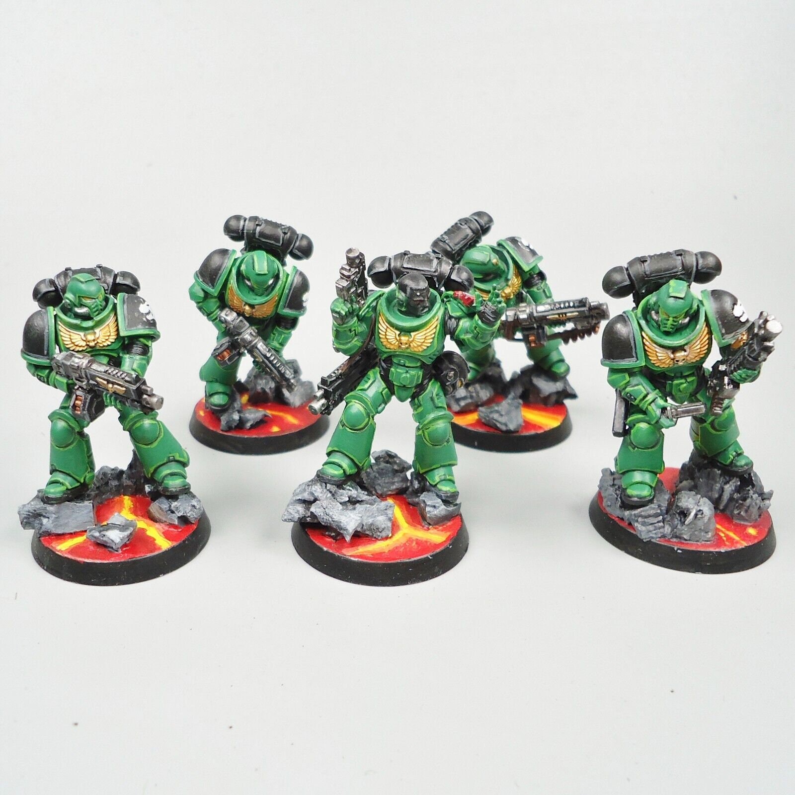 Intercessors X5 Warhammer 40k Army Space Marines Salamanders Painted 