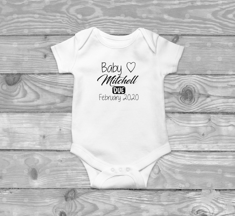 Personalised Baby Vest Bodysuit Romper Gift Name Baby Shower Pregnancy Announcement