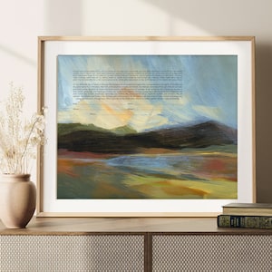 Pintura abstracta de Ketubah, paisaje de montaña, naturaleza, arte interreligioso de boda judía contemporánea, certificado de matrimonio judío moderno