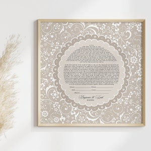 Ketubah floral decorativa, certificado de matrimonio judío botánico moderno, arte de ketubah interreligioso, regalo de boda judaica, texto personalizado
