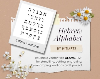 Alphabet Hebrew Stencil Set: Vector Files for Cutting & Engraving (AI, SVG, PDF)