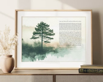 Ketubah del Árbol de la Vida: Certificado de matrimonio interreligioso moderno, impresión artística de paisaje forestal, personalizado