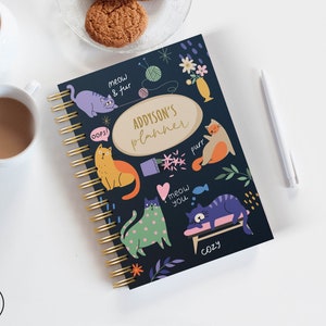 Daily Weekly Planner 2025-2026 NEW Cover, adhd planner adult Cat Stationary, dated planner Cute Cats. Academic Planner