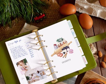 Customizable Recipe Book with Dividers - Blank Cookbook Binder with Removable Pages for 120 Recipes
