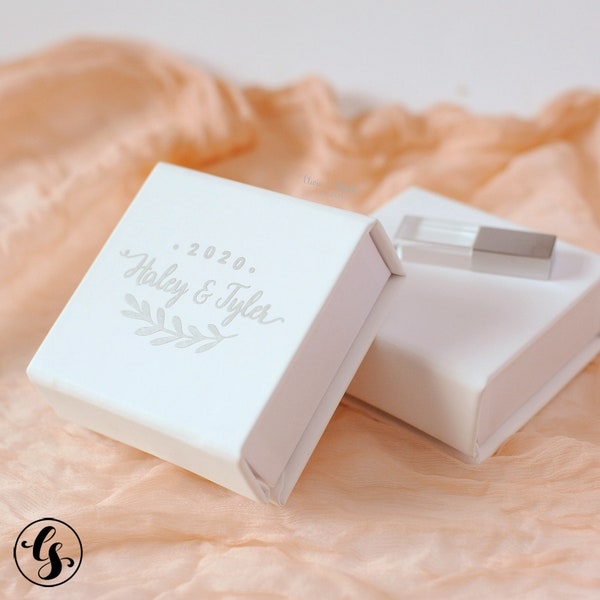 Custom USB Box Wedding Flash Drive Box, Crystal USB Stick Personalized USB flash drive engraved