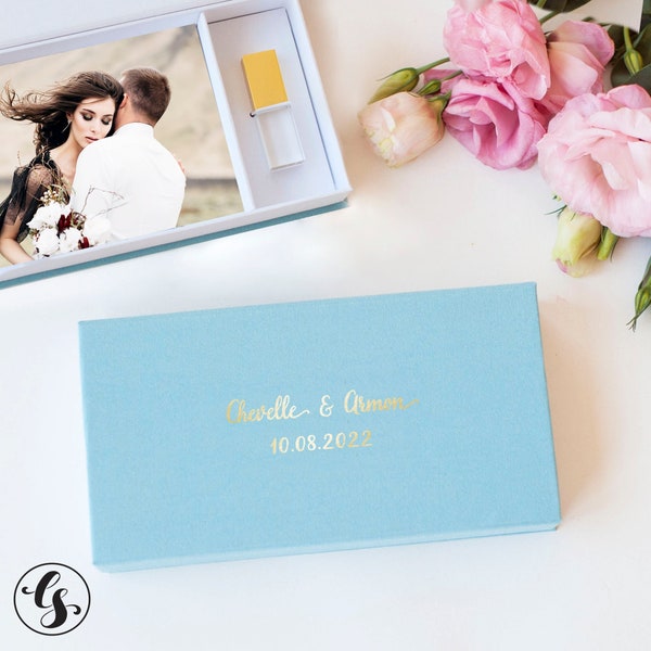 Wedding Photo USB Box, Linen Photo Box with USB, 6x8 | 5x7 | 4x6 Photo Memory Box, Print Box