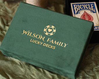 Personalized Playing Card Box for 2-4 Deck - Velvet Handcrafted Game Night Box Fathers Day Gift