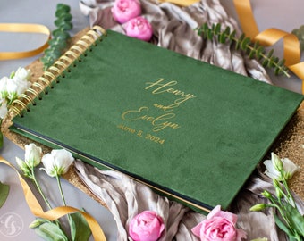 Wedding guest book, personalized wedding photo album, wedding signing book, photo guest book velvet