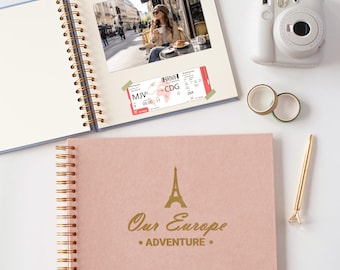 Our Adventure Book Scrapbook, Personalized Travel Memory Book, Photo Album Anniversary Gift for Him