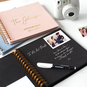 Personalized Wedding Guest Book | Velvet Hardcover Guestbook | Instax & Polaroid Photo Guest Book | Wedding Signing Album, Unique Keepsake