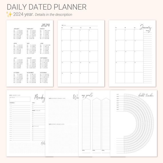 Planner Refills Pages A5 and A6 Planner Inserts 2024 Daily Planner