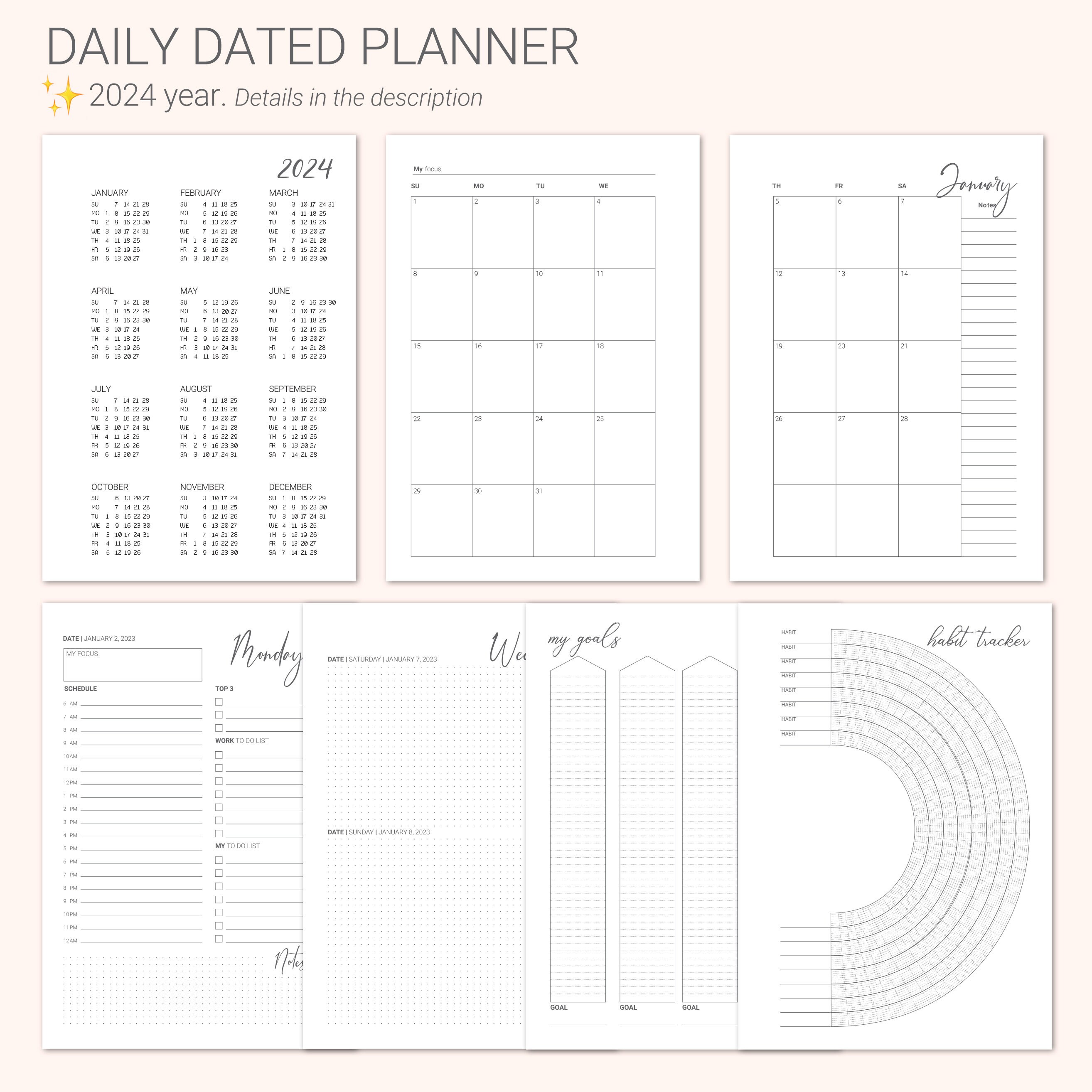 2024 2025 Custom Printing A5 PU Leather Weekly Agenda Planner