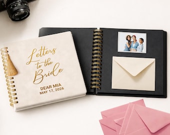 Letters to the Bride Scrapbook Personalized Bride Memory Book with Envelopes for Bachelorette Bridal Shower