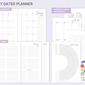May include: A weekly dated planner set featuring monthly spreadsheets, weekly lined pages, a 2027 calendar, a habit tracker with a circular grid, goal setting sheets, and a sticker sheet with colorful icons and the text You Got This.