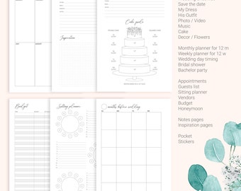 Wedding Planner Inserts A5 and A6 Wedding Planner Refills pages A5 and A6