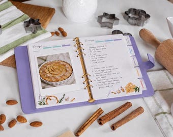 Personalized Cookbook with Deviders,  Blank Recipe Book Handmade Family Christmas Gift