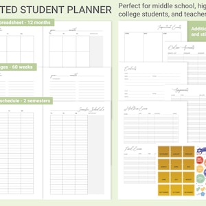 Student Planner 2025-2026, Academic Planner for School, College or University, Undated Study Planner,