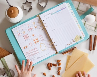 Personalized Recipe Binder, Refillable Recipe Book Organizer with Pages and Dividers