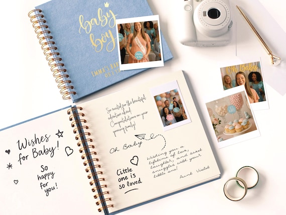Baby Shower Guest Book Polaroid Instax - Baby in Bloom Baby Shower Decor for Boy or Girl - Advice for Parents, Well Wishes for Baby