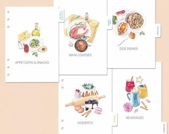 A5 and A6 Recipe Book Dividers for Binder 6 hole