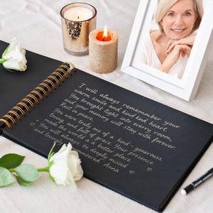 Celebration of Life GuestBook for Funeral, Guest Book Sign in Book In Loving Memory, Memorial Guest Book